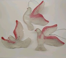 White Pink glitter Dove Christmas tree Ornament X3 Flying Birds Tree Hanging