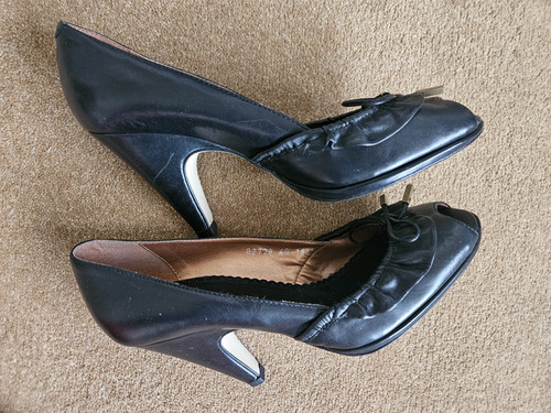 Bertie black leather - leather, peep