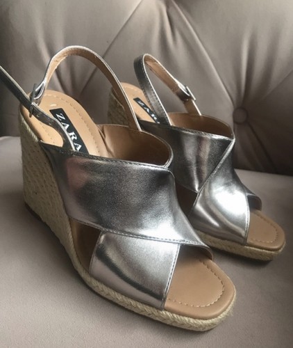 Zara silver espadrilles - silver, wedge