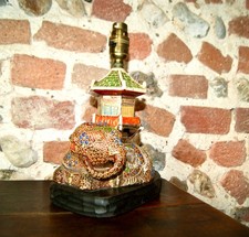 VINTAGE CERAMIC FIGURAL ELEPHANT TABLE LAMP SATSUMA DECORATION REWIRED 