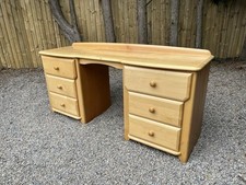 Modern Writers Desk Knee Hole Beech Effect 6 Drawer Bedroom Home Office