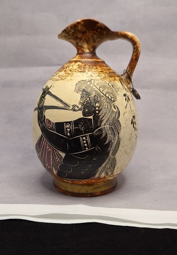 Vintage clay hand made greek - clay,