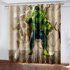 Bedroom Curtains Ring Marvel Hulk & Iron Man Blackout Door Decor UV Protect