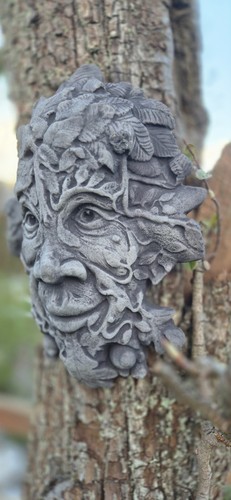 Greenman garden wall - garden, plaque