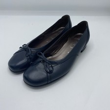 Gabor Black Leather Slip On Shoes Low Block Heel  UK Size 4