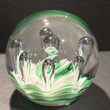 Vintage Art Glass Green White