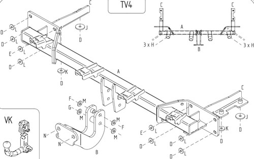 Towtrust fixed flange towbar - flange,