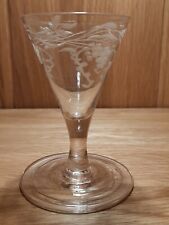 Georgian Wine Glass with Engraved Bowl & Folded Foot