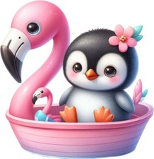 Watercolor Flamingo Boat