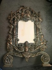 Antique Rococo Cast Brass/Bronze Easel Back Frame Featuring Cherubs