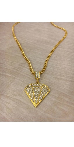 Gold iced out diamond - iced, pendant