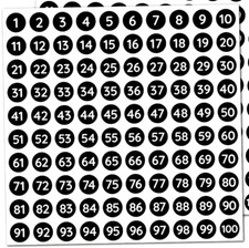 Number Stickers 1cm Small Round 1 to 100 Labels Mini Self Adhesive Crafts Cards