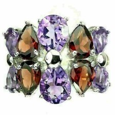 Silver Ring Amethyst Garnet