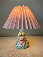 Vintage Tinkerware Valentine Pastel Rabbit Bedside Lamp/Light - Pendelfin Style