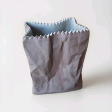 Rosenthal Studio Line Bisque Porcelain Paper Bag Vase By Tapio Wirkkala 10.5 cm