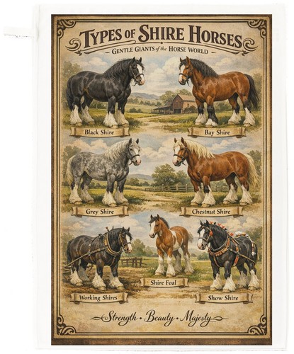 Types shire horses - horses, cotton