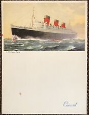 RMS Queen Mary Menu, Cunard, 1956, Memorabilia, WW2 Troop Ship