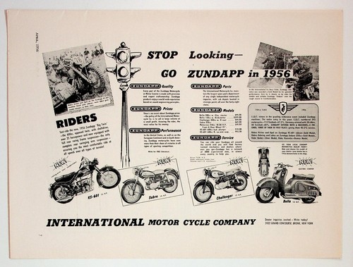1956 zundapp motorcycle - 1956, ad