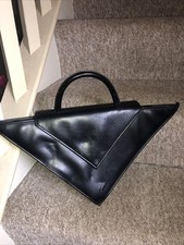 V shaped Statement DuraLeather Top Handle Hand Bag Unusual Quirky Black VVGC?