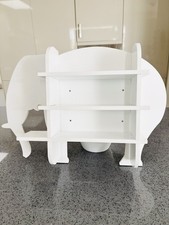 Wooden Elephant Shaped 3 Tier Nursery Wall Shelf | Floating Animal | White