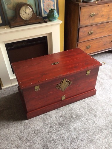 Solid pine storage ottoman - pine,