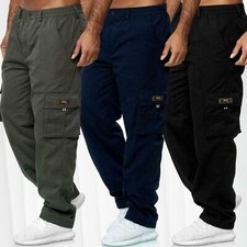 Mens Cargo Pants Lined Outdoor Work Trousers Winter Stretch Waistband Combat New
