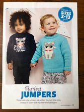 Emma Heywood knitting pattern child DK sweater with intarsia cat motifs
