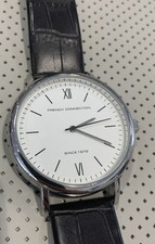 French Connection Men’s Watch, Classic White Dial, Black Leather Strap. FREE P&P