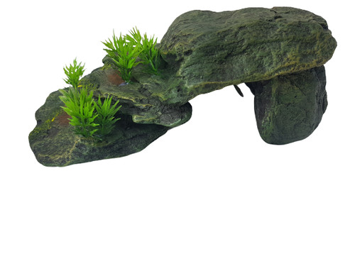 Stone cave with plant aquarium - stone,