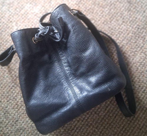 Black faux leather bucket - leather, bag