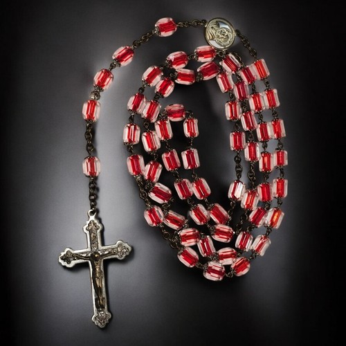 Vintage silver brass rosary - brass,