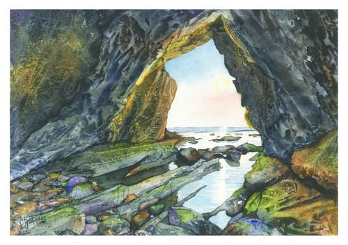 Cullercoats cave mounted - cullercoats,