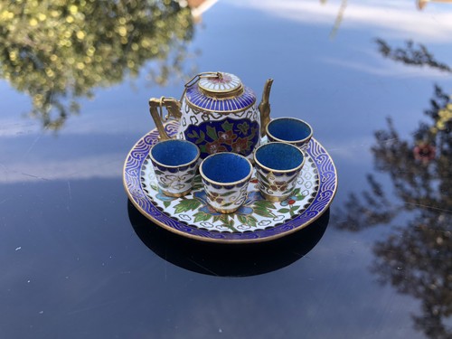 Miniature cloisonne enamel tea - miniature,