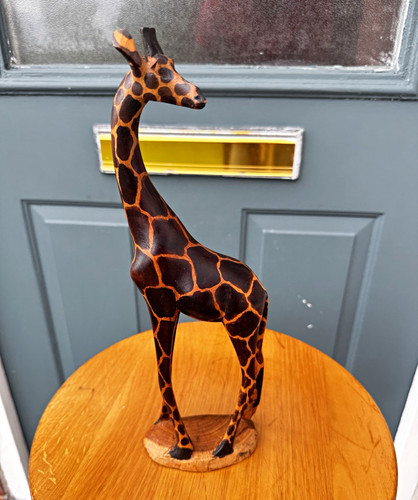 Hand carved wooden giraffe - wooden,
