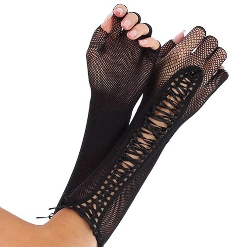 New black fishnet long gloves - fishnet,