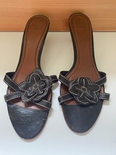 ZARA Brown Slip-On Mules UK 6 / EU 39 Flower Detail 2" Kitten Heels