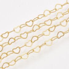 Heart Shape Chain 5mm x 3.5mm Links Brass Sold Per One Metre Length