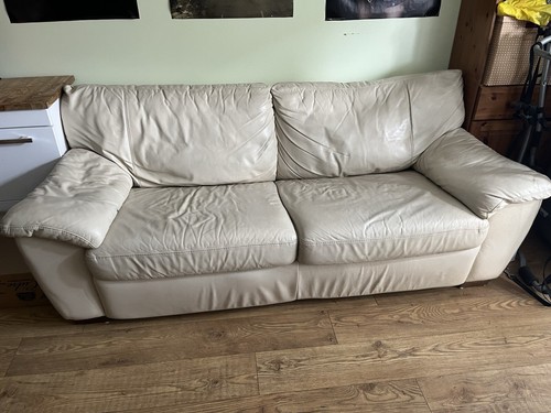 Ikea cream leather - leather, seater