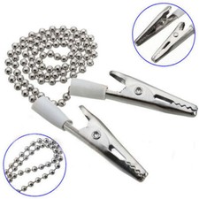 Stainless Napkin Holder Dental Lab Bib Crocodile Clip Flexible Metal Ball Chain