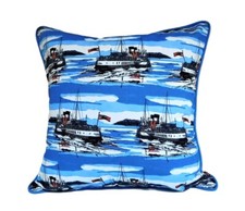 CUSHION Organic Cotton Wool Zip SQUARE 46x46cm WAVERLEY Paddle Steamer CLEARANCE