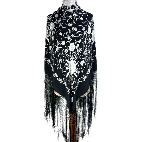 Antique hand embroidered silk - antique, hand-embroidered