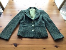 Kaliko Size 8 Green Wool Blend Winter Jacket Blazer Lined Big Buttons 