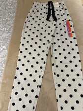 Primark Love to Lounge Slim Fit Leg White Navy Polka Dots Pyjamas Size 6/8 Gift