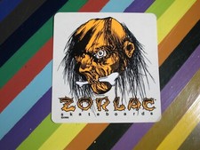 vtg 1980s Zorlac Skateboard sticker Double Cut large on clear Pushead