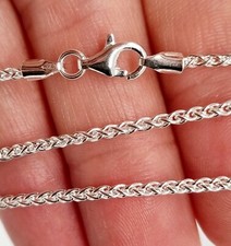 925 Sterling Silver Chunky Spiga Wheat Chain Necklace – 2mm Italian Twist Link