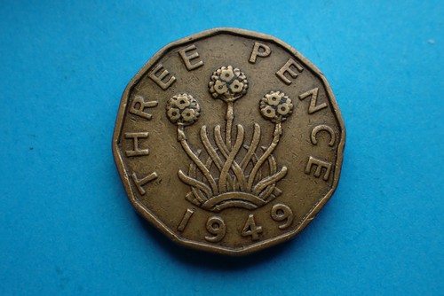 1949 brass threepence scarce - threepence,,