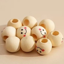 10 x Wooden Doll Head Beads