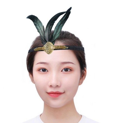 1920s black feather headband - 1920s,