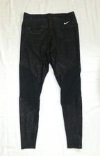 NIKE Dri-Fit Black & Silver Sparkle Sports Leggings M / 12
