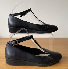 CLARKS SOMERSET Black Leather Sandals T-Bar Mary Jane Shoes EU 39 UK  5.5 D